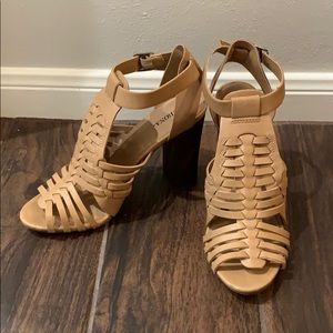 Tan Basket Weave Merona Thick Heels